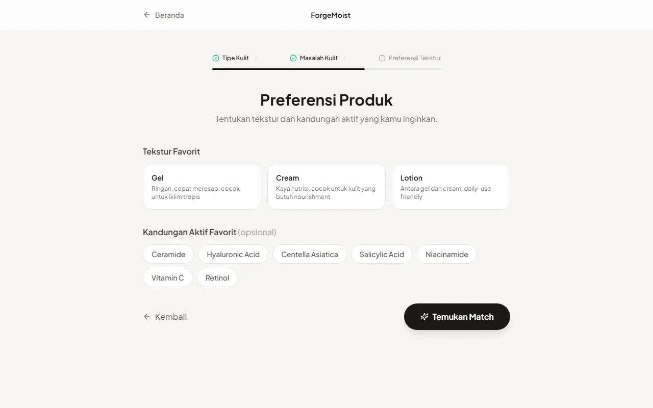 ForgeMoist — Skincare Recommender & Analysis screenshot 3