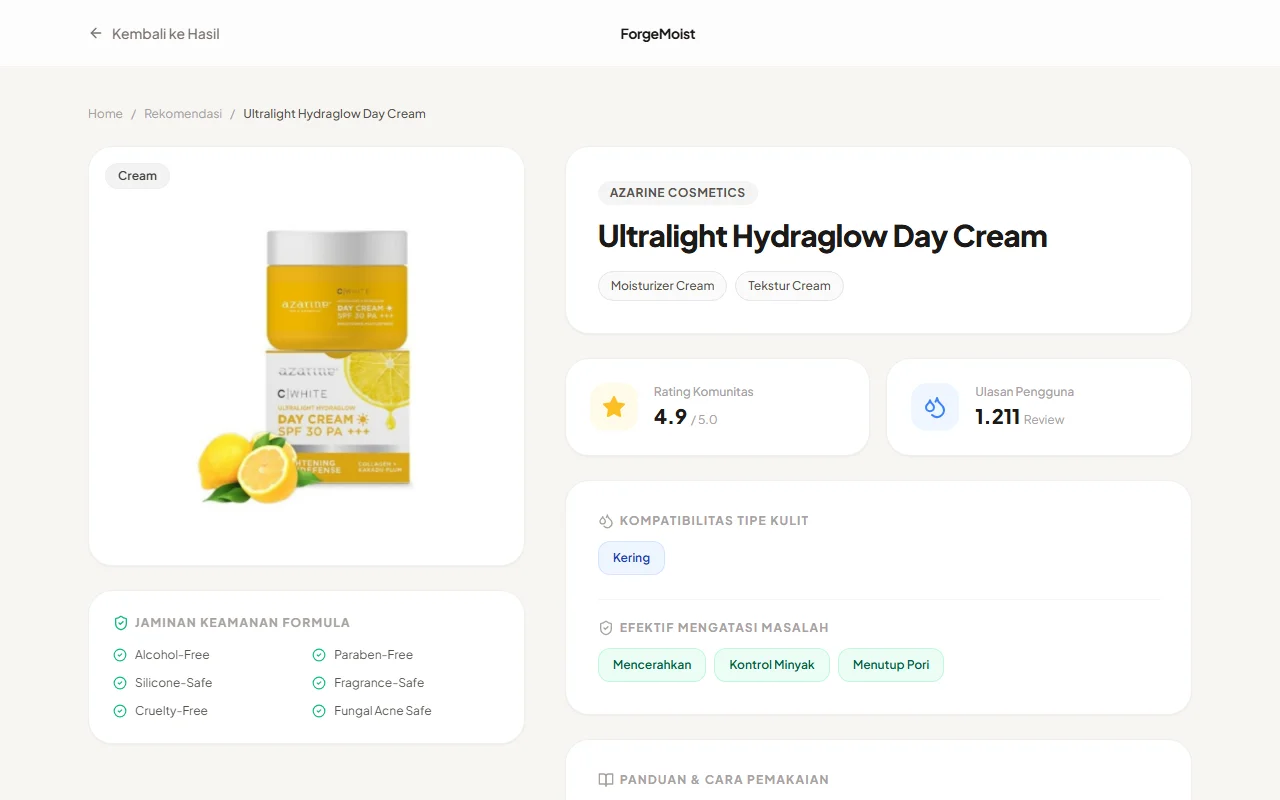 ForgeMoist — Skincare Recommender & Analysis screenshot 5